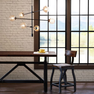 6-Globe Light Architectural Metal Chandelier