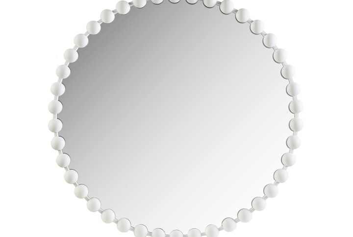 36" Large Decorative Round Wall Mirror with Beaded Metal Frame