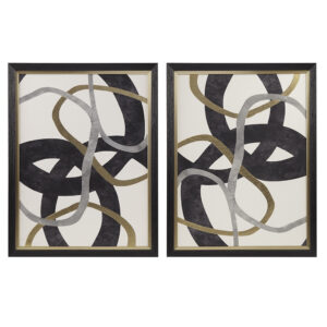 Gold Foil Abstract 2-piece Framed Canvas Wall Art Set