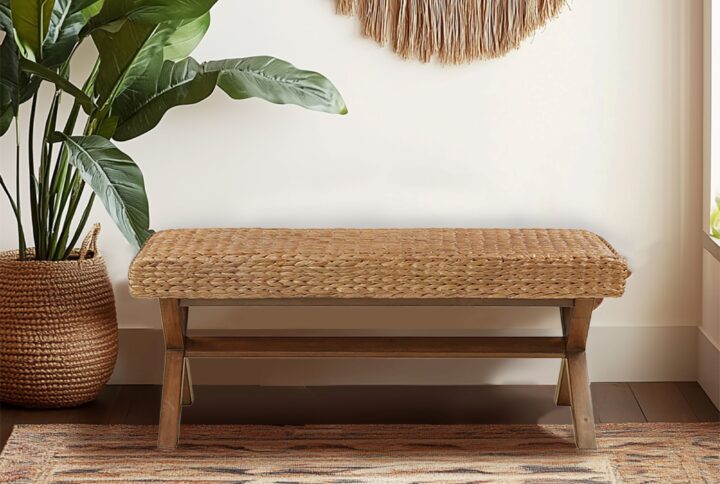 Seadrift Hand-woven Water Hyacinth Accent Bench