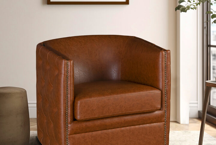 Tufted Barrel Swivel Chair