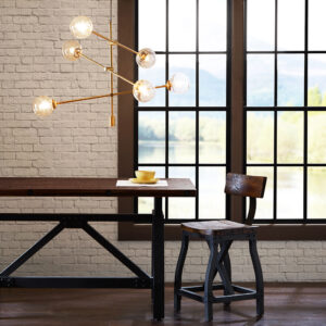 6-Globe Light Architectural Metal Chandelier