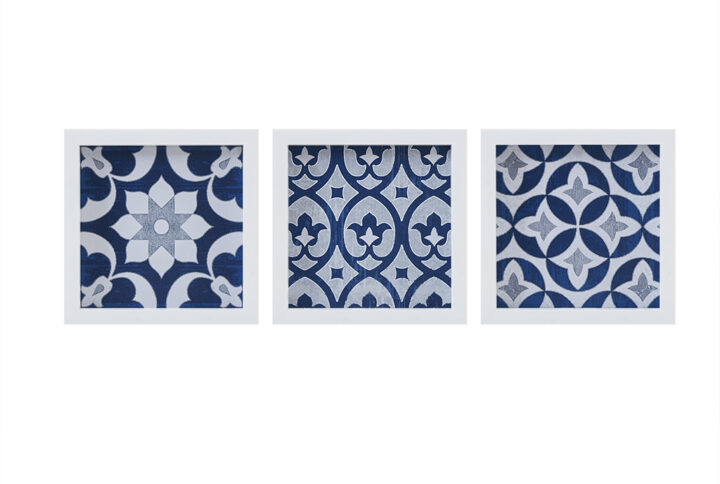 Distressed Navy Blue Medallion 3-piece Wall Decor Set