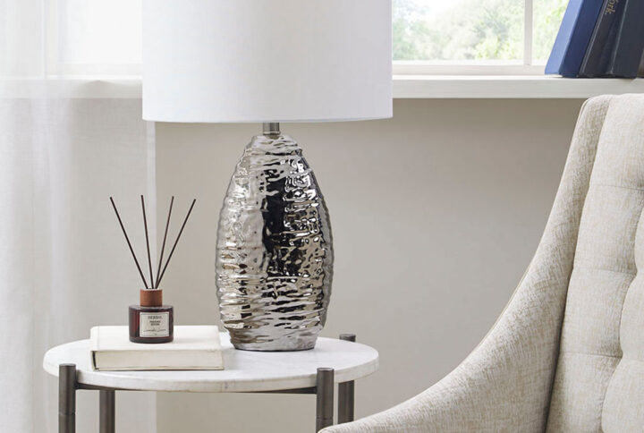 Oval Textured Ceramic Table Lamp