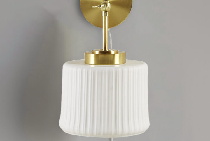 White Ceramic Wall Sconce with Adjustable Swing Arm