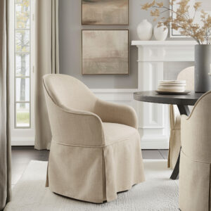 Skirted Dining Arm Chair with Casters