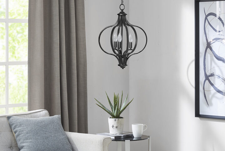 3-Light Metal Chandelier with Adjustable Chain