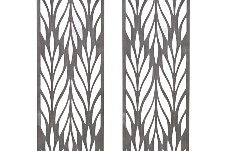 Grey Laser Cut Wood 2-piece Panel Wall Decor Set