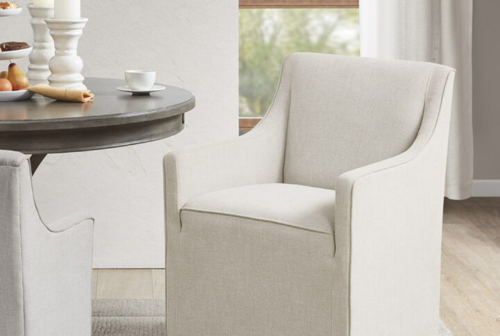 Skirted Dining Arm Chair with Casters