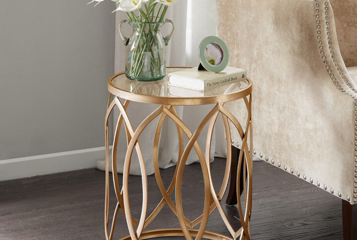 Metal Eyelet Accent Table