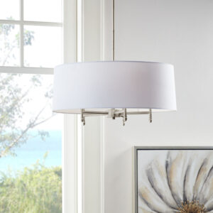 5-Light White Drum Shade Chandelier