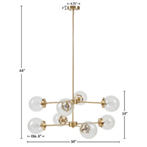 8-Light Metal Chandelier with Globe Bulbs