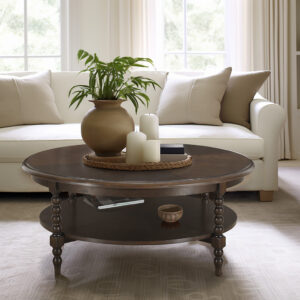 Round Coffee Table with Shelf