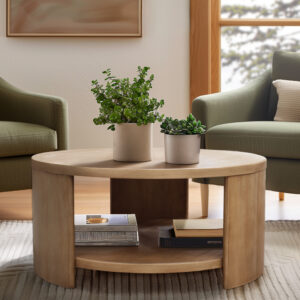 Round Coffee Table with Shelf