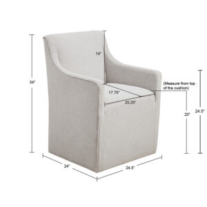 Skirted Dining Arm Chair with Casters