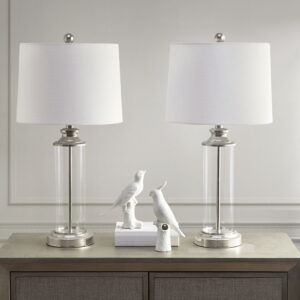 Glass Cylinder Table Lamp Set of 2