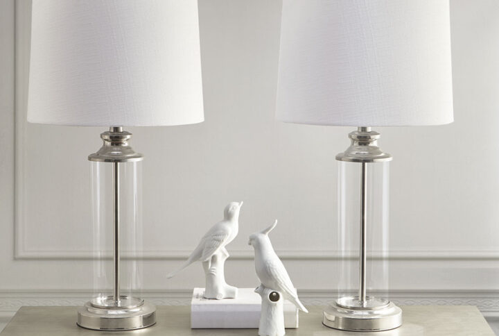 Glass Cylinder Table Lamp Set of 2