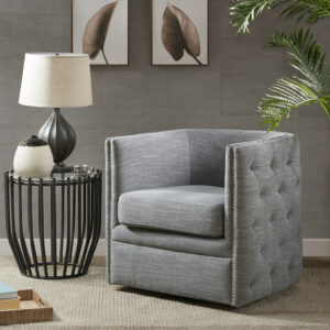 Tufted Barrel Swivel Chair