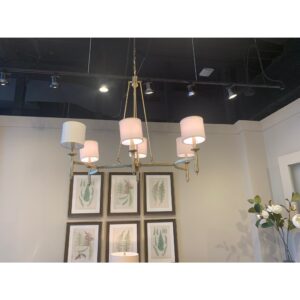 6-light Chandelier with Fabric Drum Shades