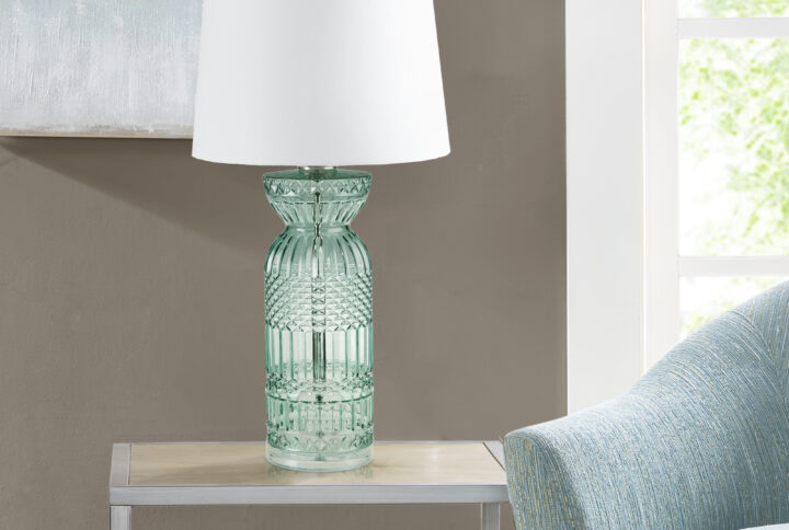 Textured Glass and Acrylic Base Table Lamp