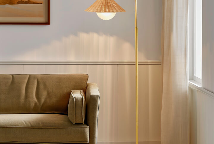 Rattan Weave Shade Floor Lamp