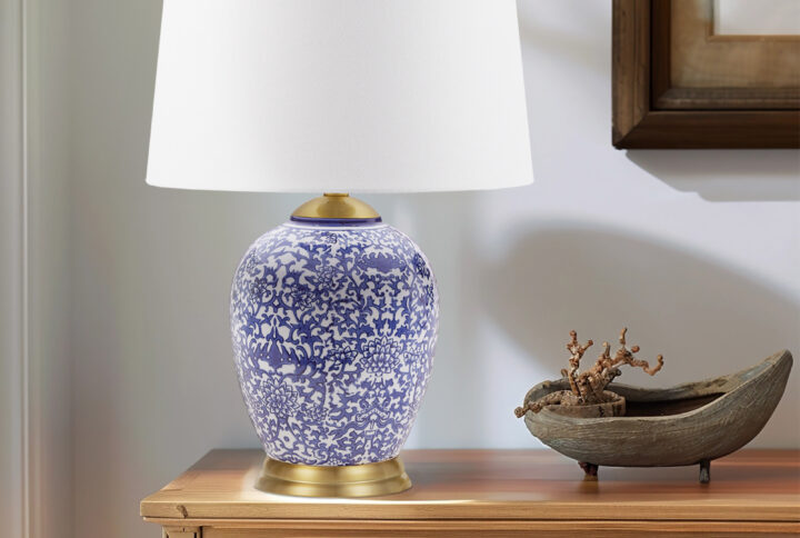 Blue Ceramic Ginger Jar Table Lamp