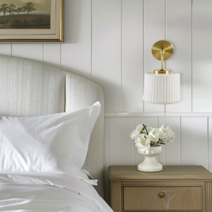 White Ceramic Wall Sconce with Adjustable Swing Arm