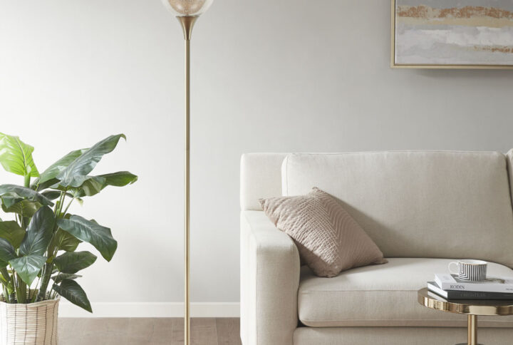 Uplight Floor Lamp with Mercury Glass Shade