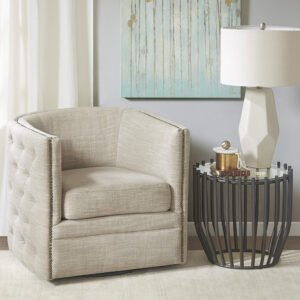 Tufted Barrel Swivel Chair