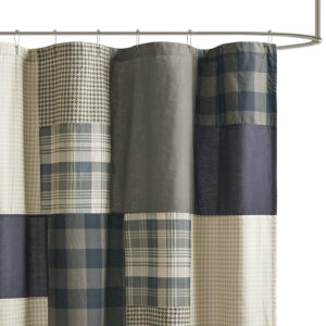 Create a striking look in your space with the Woolrich Winter Hills Collection. This 144 thread count light weight cotton shower curtain features several different plaids and solids pieced together for the perfect balance in this lodge look.