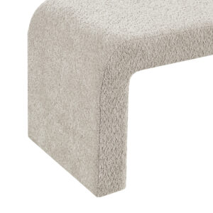 textured boucle fabric. Perfect addition to any modern contemporary home and also provides a comfortable and cozy place to sit while putting on your shoes or in the bedroom as an extra seat. Requires no assembly.