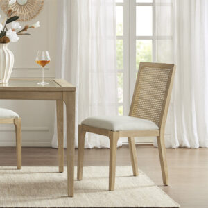 Complete your dining room setup with the Madison Park Canteberry Dining Chair 2 Piece Set. Each dining chair features a synthetic cane back with an upholstered seat