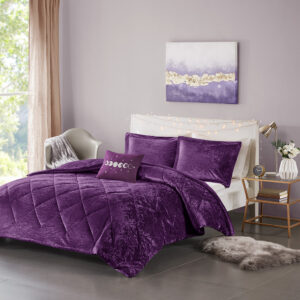 Create a luxuriously comfortable and lush bedroom space with the Intelligent Design Felicia Velvet Comforter Set. The crushed velvet