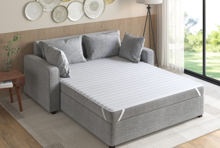 Sleep in plush and perfect comfort with our anti-microbial quilted sofa bed mattress pad. Features microfiber fill padding