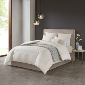 Express your unique style with yarn dyed textural appeal of the N Natori Hanae 3 Piece Comforter Set. The oversized and overfilled eggshell white comforter flaunts a textured fabric that adds dimension to the top of the bed. Two matching shams feature a textured face with a solid reverse to pair beautifully with the comforter