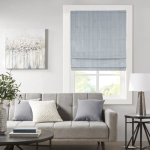 The Madison Park Galen Basket Weave Room Darkening Roman Shade offers a simple and convenient update to your home decor. This blue roman shade features a basket weave texture base fabric that creates a natural look and feel. A thermal foambacking on the reverse provides energy efficiency and enhanced privacy. The cordless retraction mechanism makes it easy to open and close the window shade throughout the day