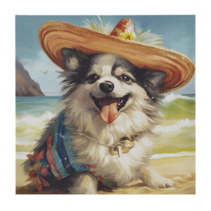 Add a splash of joy to your walls with our Chihuahua Dog Wall Decor! This vibrant canvas art print features a happy Chihuahua dressed in a festive beach outfit