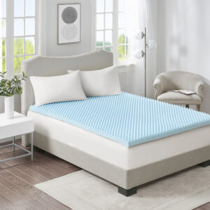 The Sleep Philosophy 3 inch Gel Memory Foam Topper features a unique convoluted design to provide maximum airflow