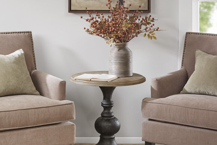 Update your space with the beautiful Madison Park Lexi Accent Table. Made from reclaimed walnut wood