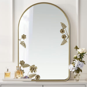 this stunning piece adds a touch of opulence to any room. Crafted with an iron frame and mirrored glass on MDF backing