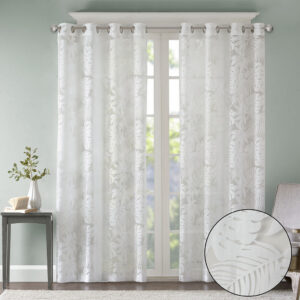 with our Madison Park Leilani Palm Leaf Sheer Window Curtain. This panel combines an intricate burnout palm leaf design on a lightweight sheer