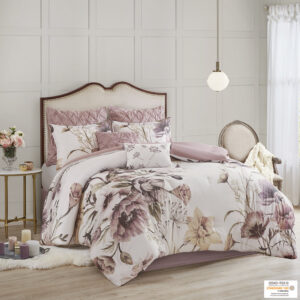 The Madison Park Cassandra 8 Piece Cotton Printed Comforter Set offers a beautiful shabby chic update to your bedroom. The cotton comforter and shams feature a large floral print