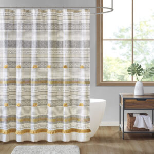 Bring style and texture to your bathroom decor with the INK+IVY Cody Cotton Stripe Printed Shower Curtain. This 100% cotton shower curtain features a beautiful multi print stripe pattern for a casual