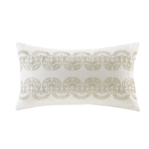 The Harbor House Suzanna Embroidered Cotton Oblong Pillow flaunts gorgeous crewel stitch embroidery on a soft white base. Its organic design looks charming on cotton faux linen and provides a natural look and feel that will give your bedding ensemble an alluring finish. A hidden zipper closure allows you to easily remove the pillow cover for cleaning and gives it a clean