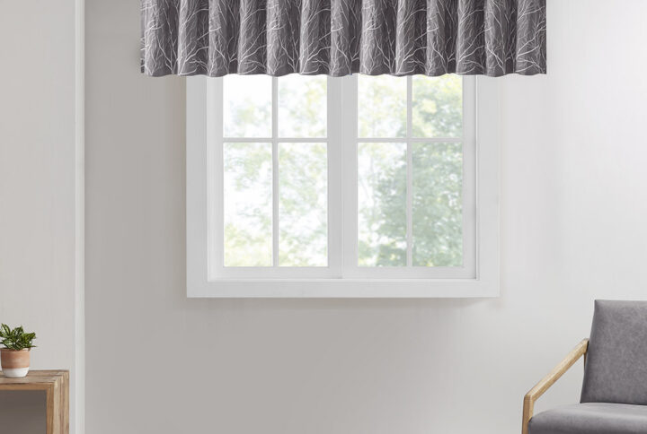 The Madison Park Andora Valance Combines Style And Nature In The Best Way. A Striking Tree Branch Design Is Embroidered On Beautiful Faux Silk