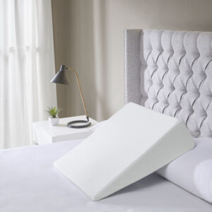 The Sleep Philosophy memory foam bed wedge pillow is designed to provide the perfect incline for a more relaxing and comfortable night's sleep. The temperature sensitive memory foam helps to alleviate pressure points in your neck and shoulders. Memory foam is also resistant to dust mites and is naturally antimicrobial. The 7" gusset is perfect as a bed pillow but also may be used to elevate your legs to help improve overall circulation. Our wedge pillow comes with an easy to remove zippered