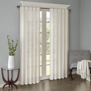 Add a fresh contemporary style to your home with Madison Park’s Harper Solid Crushed Window Panel Pair. Made from a lightweight white sheer fabric