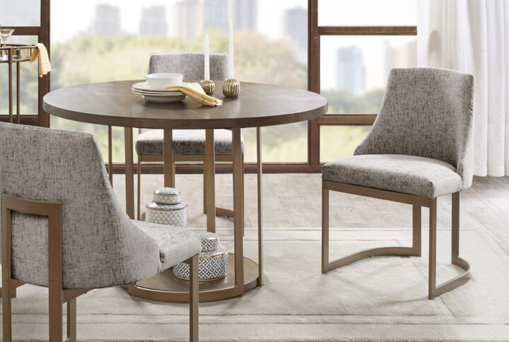 The Madison Park Bryce Dining Chair 2 Piece Set Offers A Chic Modern Update To Your Dining Room Decor. Upholstered In A Rich Grey Fabric