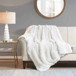 Add a glam touch to your room without sacrificing comfort with the Madison Park Haven Faux Fur Throw. This throw features a long faux fur face with a crystal velvet reverse