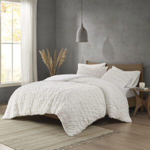 Add glamorous style and comfort to your bedroom with the Madison Park Blair Down Alt Ruched Faux Fur Comforter Set. This stylish comforter will liven up your bedroom with its unique texture and beauty. The face features a luxuriously soft faux fur with a stunning ruched design and a solid microfiber reverse. This bedding set includes 1 hypoallergenic polyester filled comforter and 2 shams to complete the look. This comforter set is also OEKO-TEX certified